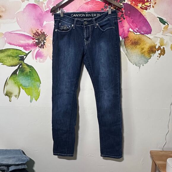 Canyon River Blues Denim - Canyon River Blues Jeans Size 6 Blue Modern Fit Boot Dark Wash Embroidered Pocke
